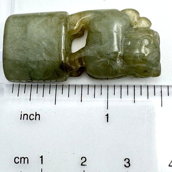 Jade Stone Seal Chop Carving of a Chinese Mythical Beast Foo Dog Vintage #7 - Picture 2 of 8